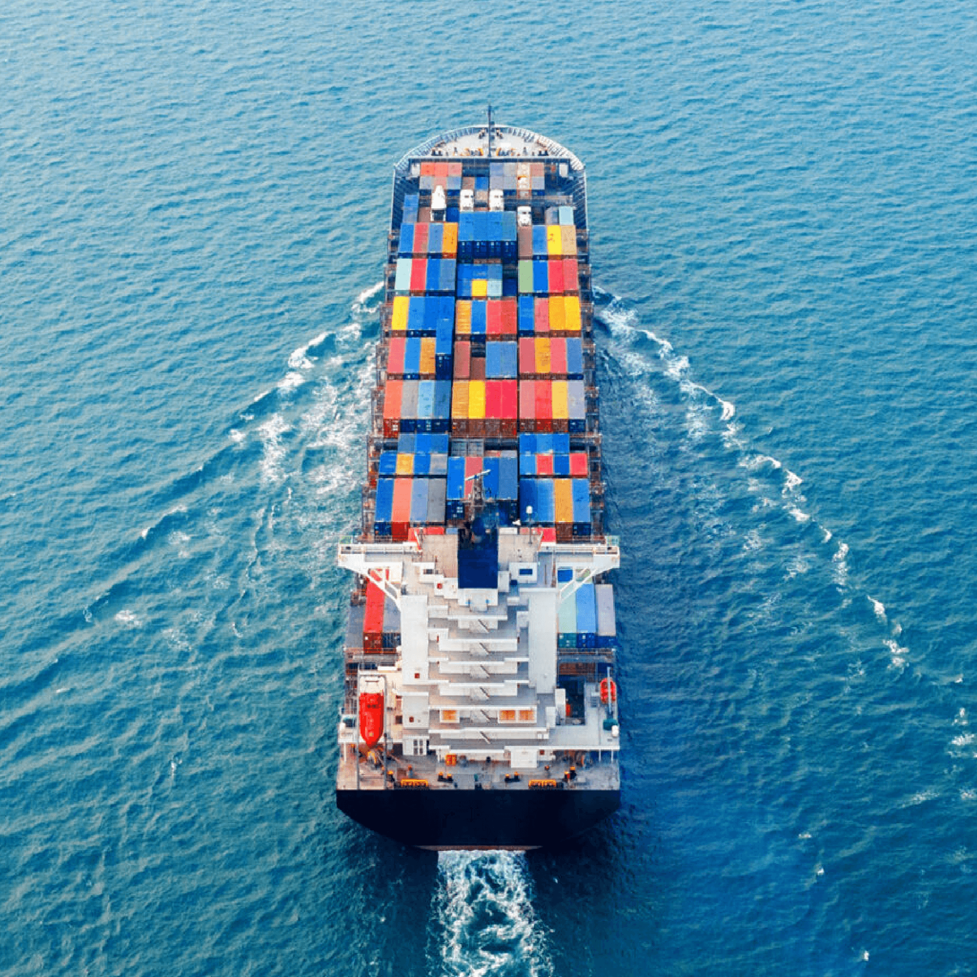 Aerial view of a container ship